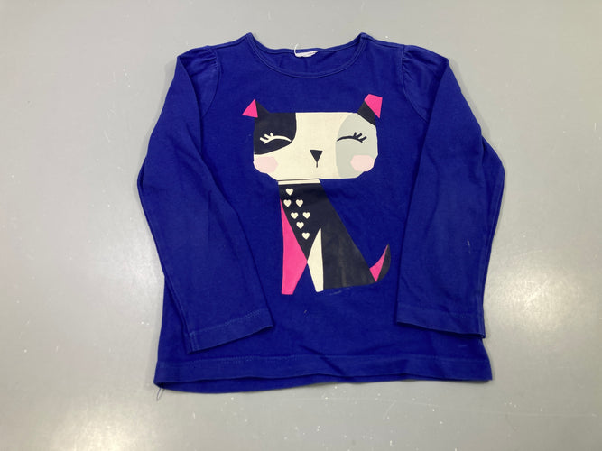 T-shirt m.l bleu roi imprimé chat coeurs, moins cher chez Petit Kiwi