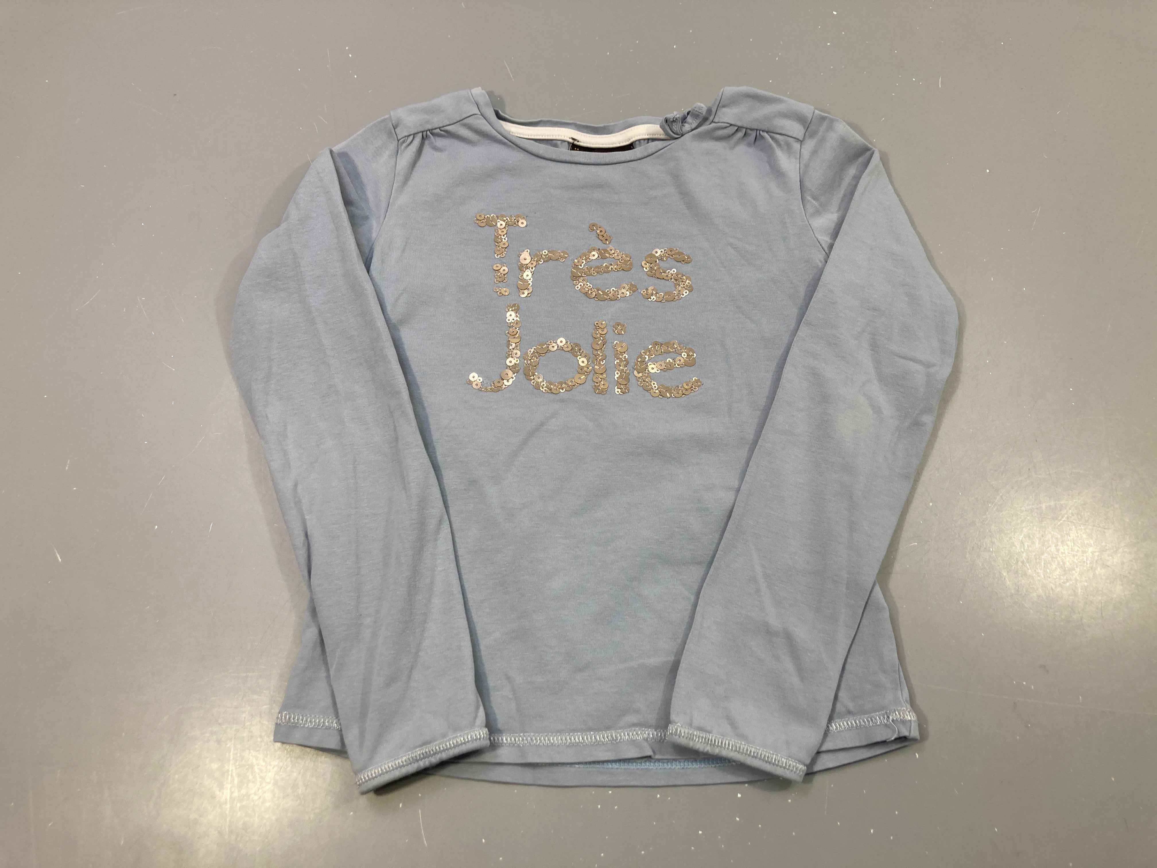 T-shirt m.l bleu gris sequins Très Jolie