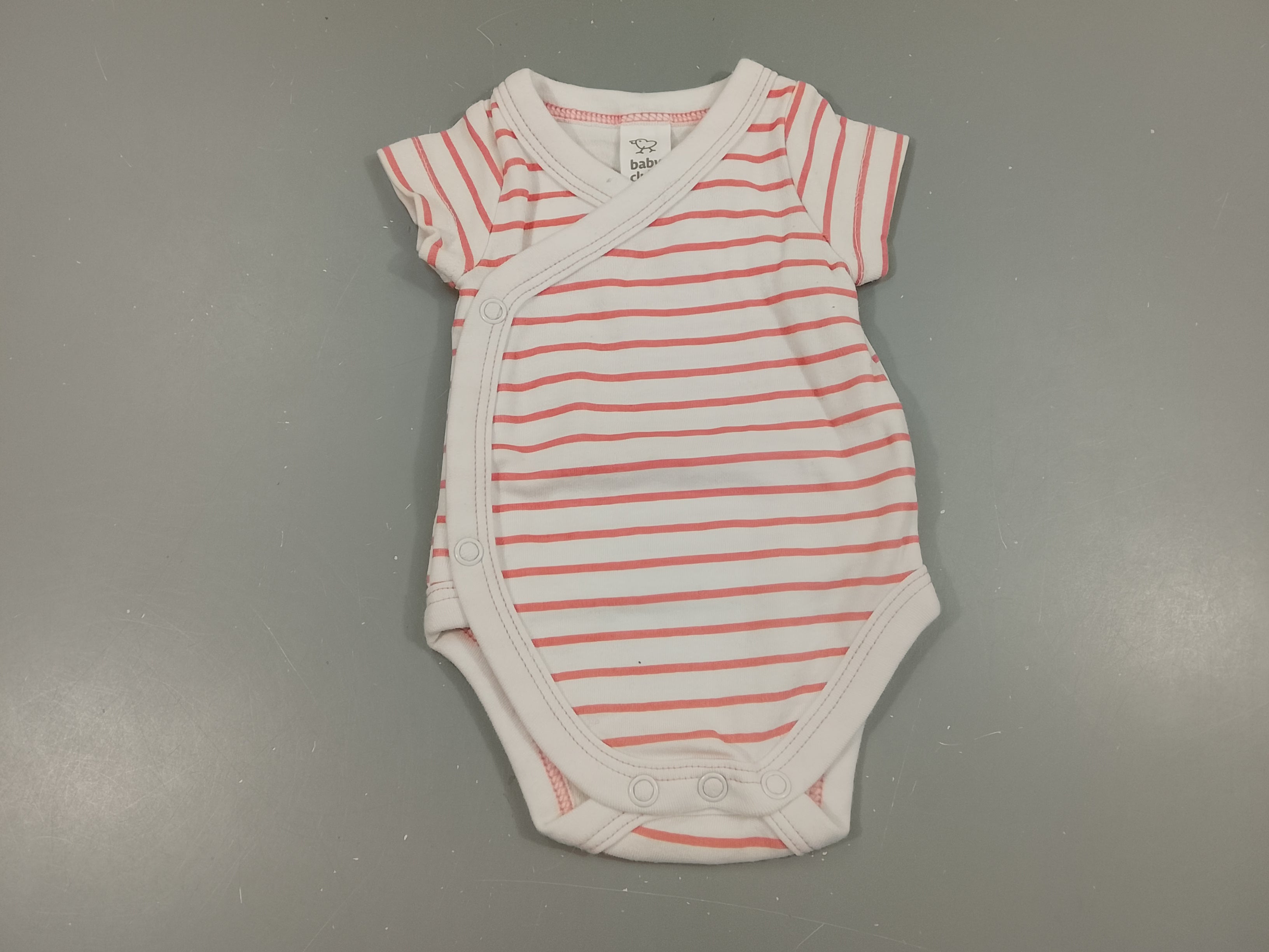 Body m.c blanc rayé rose