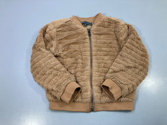 Gilet zippé peluche camel, TQF Collection, moins cher chez Petit Kiwi