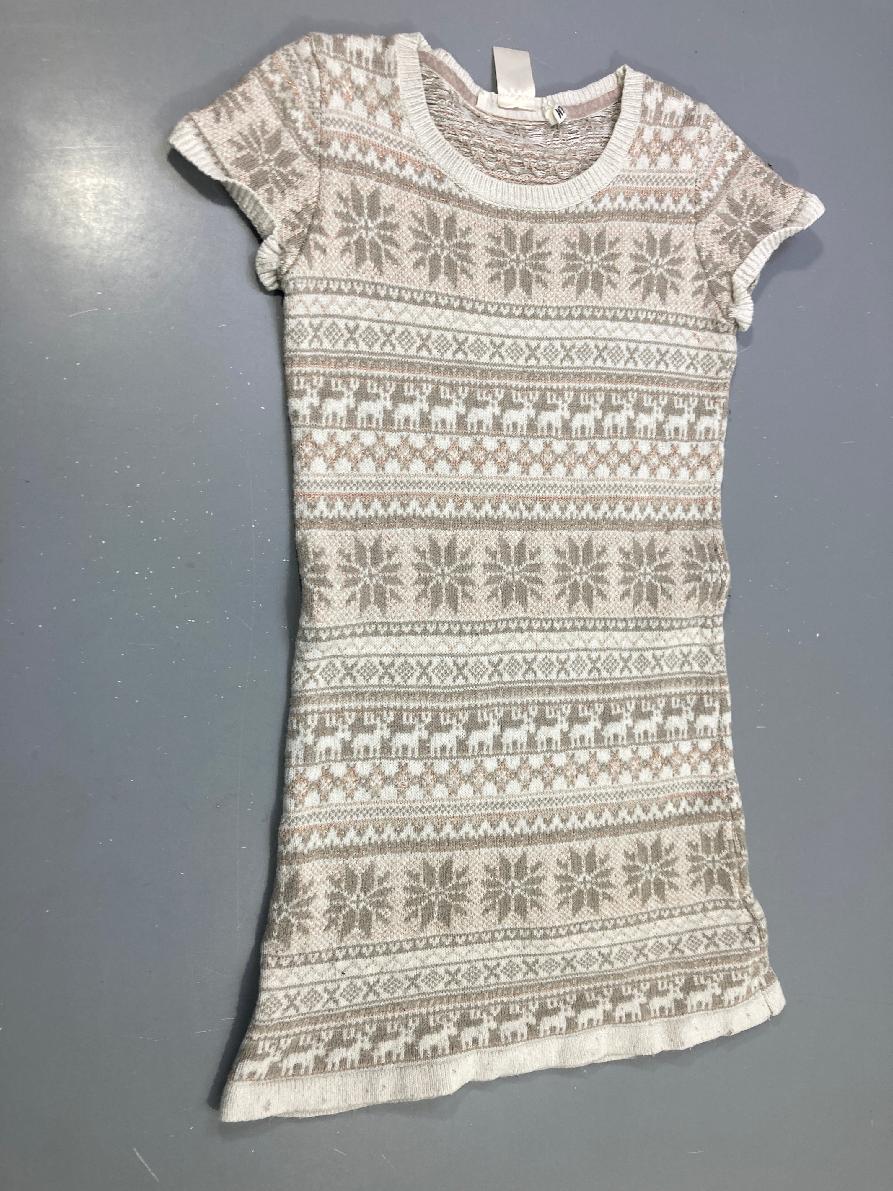 Robe pull m.c écru chiné jacquard rennes flocons
