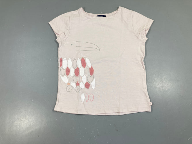 T-shirt m.c rose flammé oiseau, petite tache à l'avant, moins cher chez Petit Kiwi