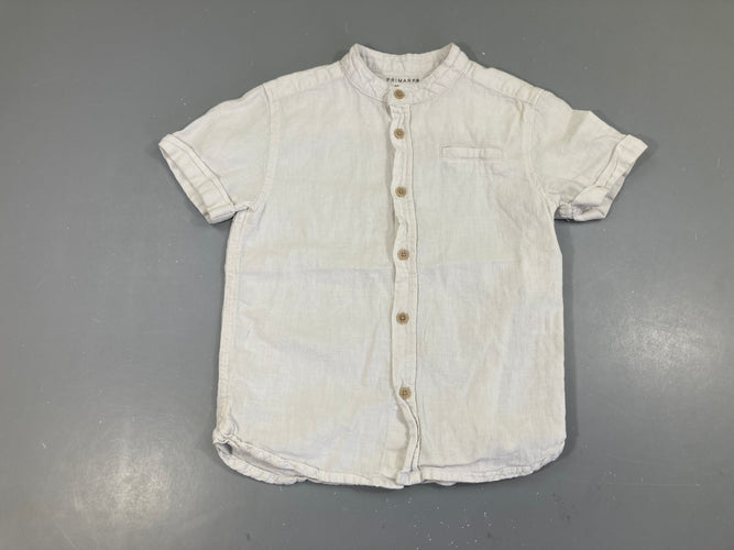 Chemise m.c blanche col mao, moins cher chez Petit Kiwi