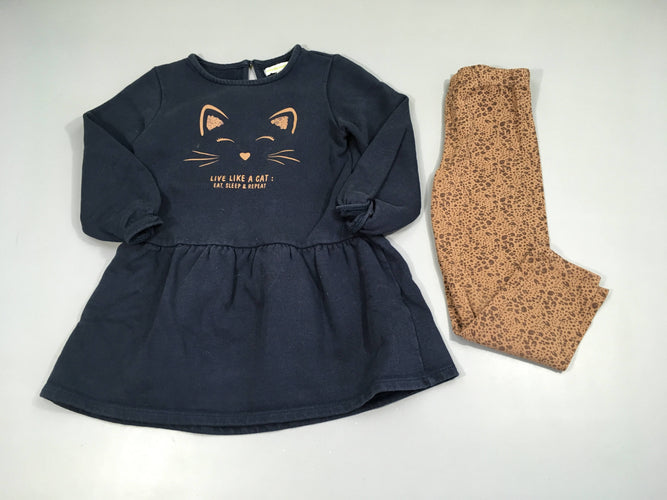 Robe m.l molletonBody m.chat + Legging, moins cher chez Petit Kiwi