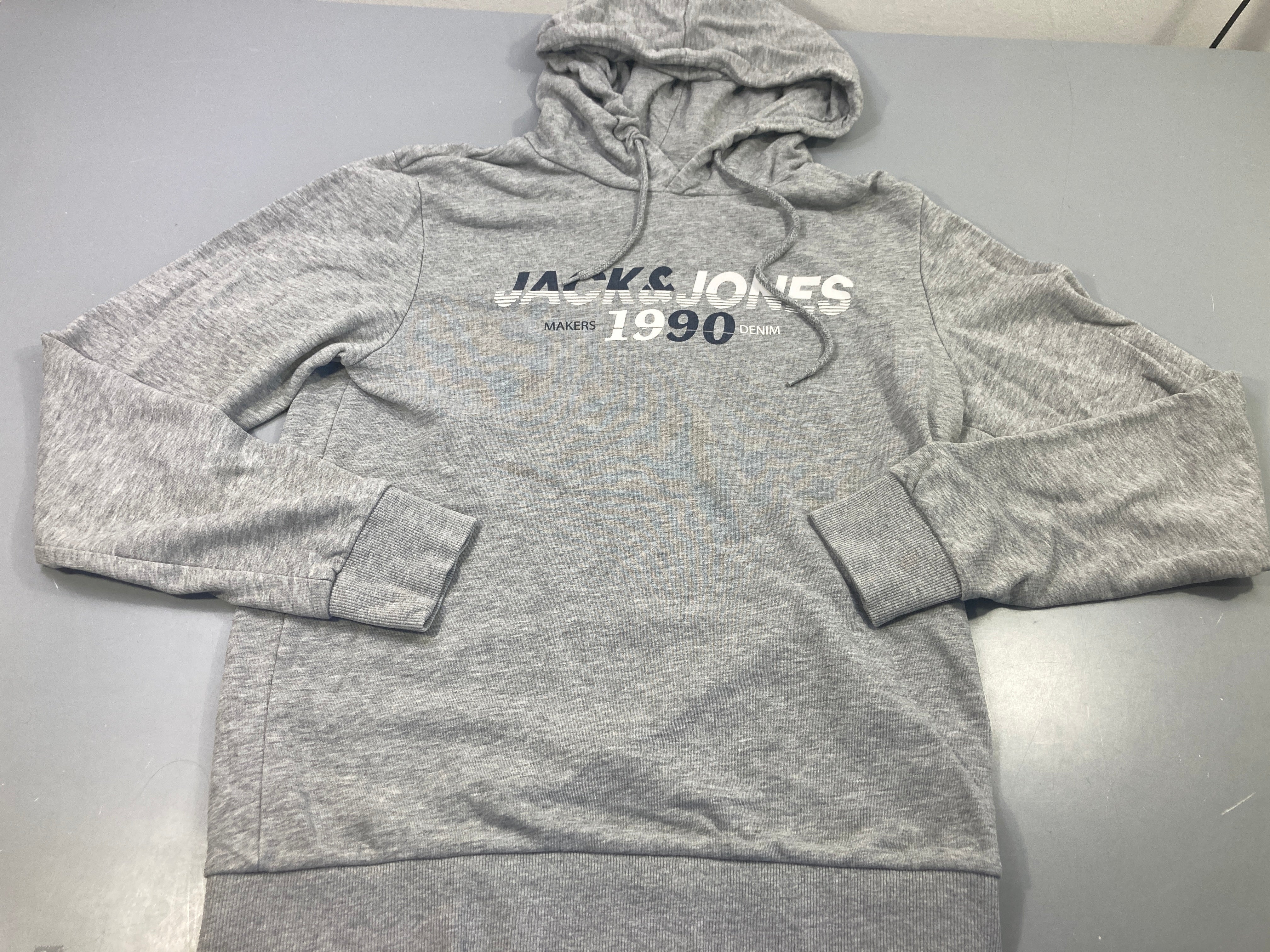 Sweat à capuche gris clair flammé 