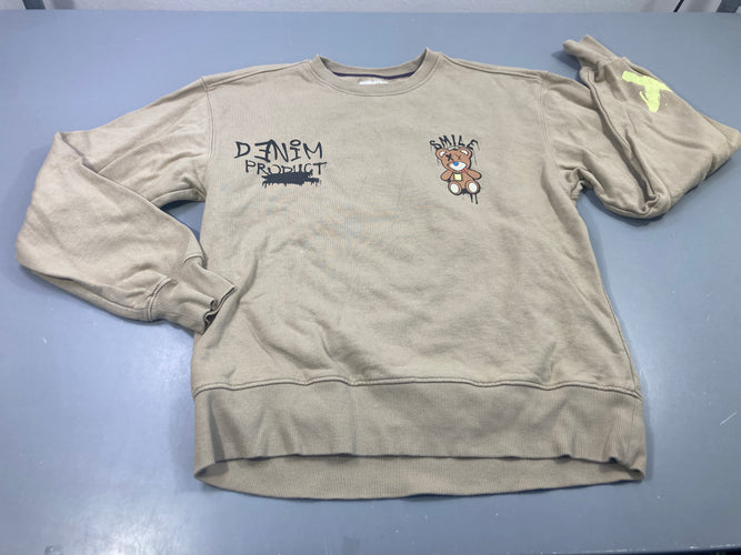 Sweat beige, ourson  "Smile", gros ourson à l'arrière, moins cher chez Petit Kiwi