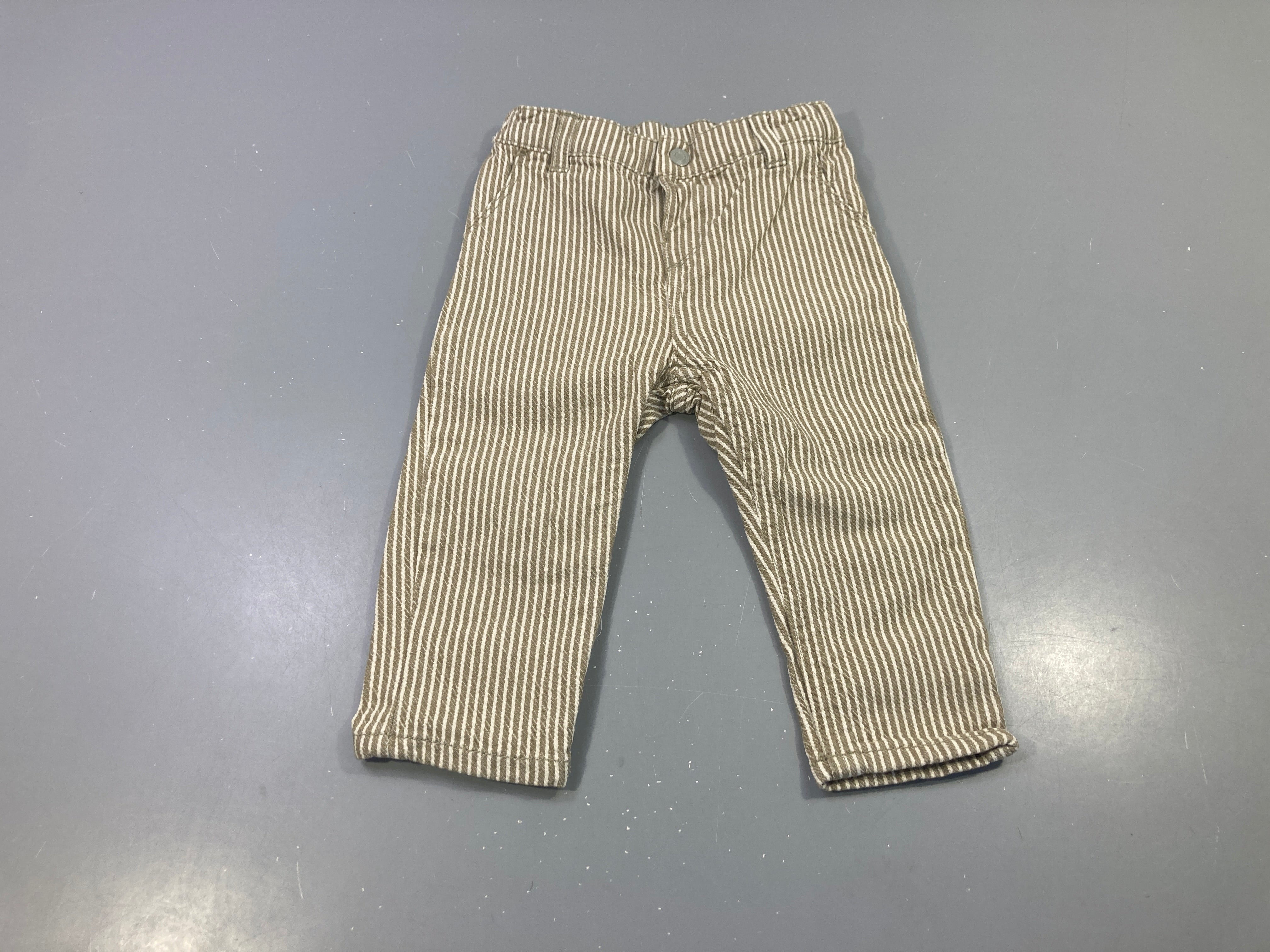 Pantalon rayé kaki écru