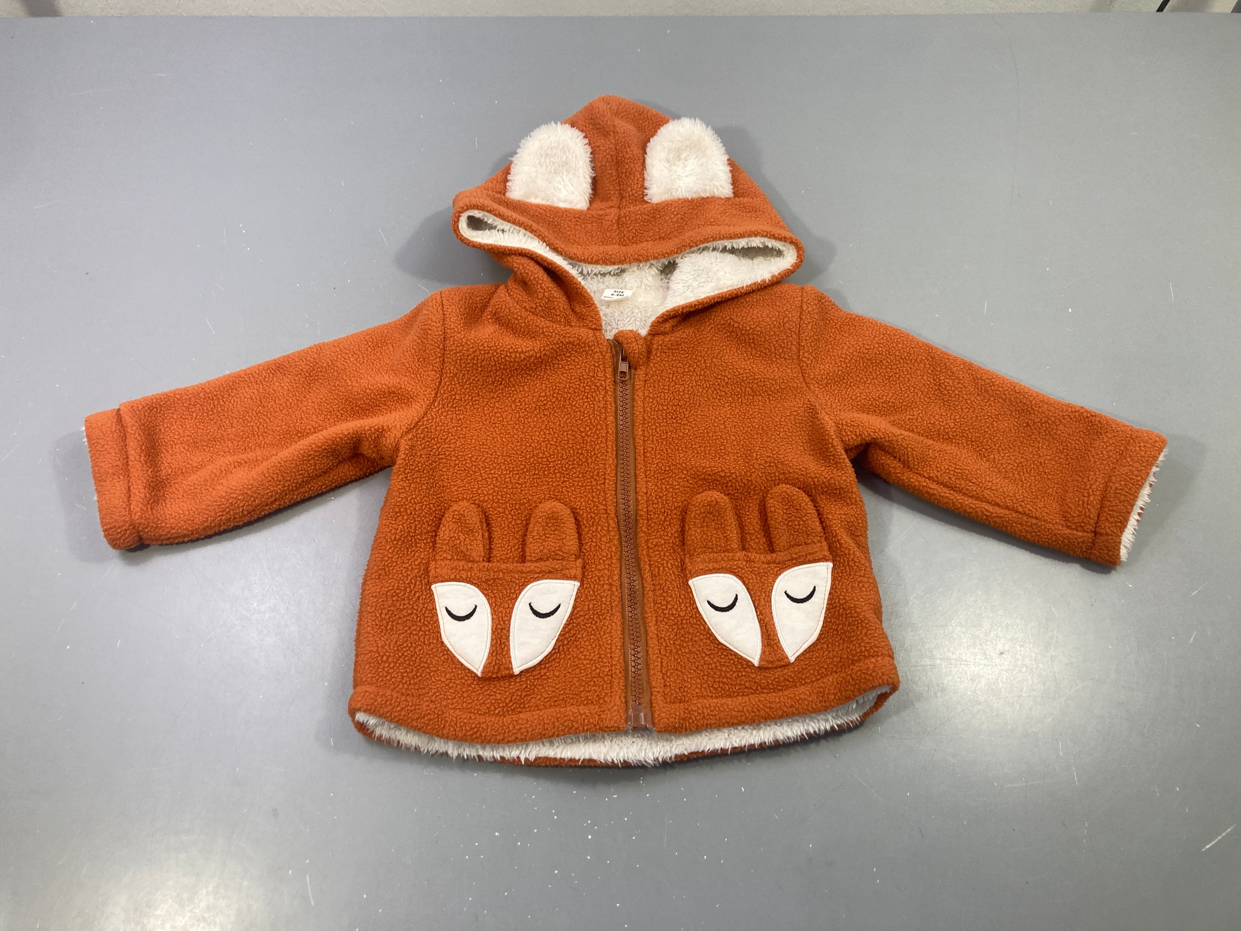 Gilet polar zippé capuche polaire orange renard oreilles