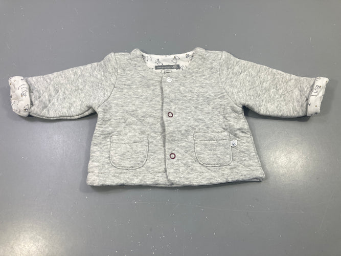 Gilet matelassé gris chiné boutonné poches, moins cher chez Petit Kiwi
