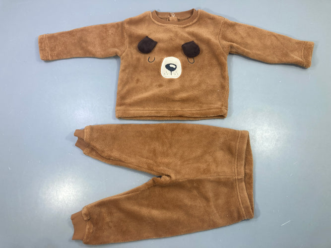 Pyjama 2pcs polaire marron ours, moins cher chez Petit Kiwi