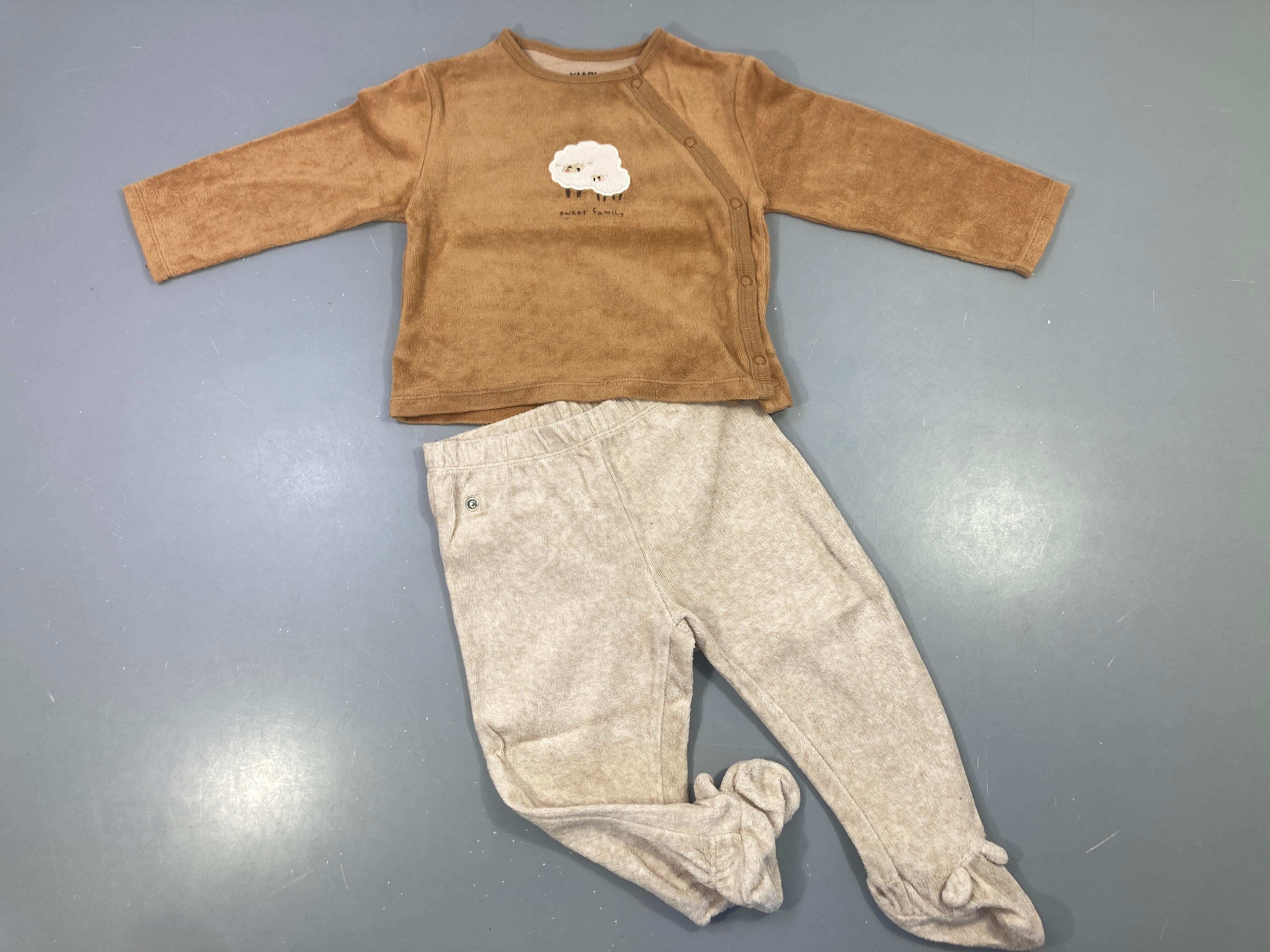 Pyjama 2pcs velours marron beige mouton sweet family