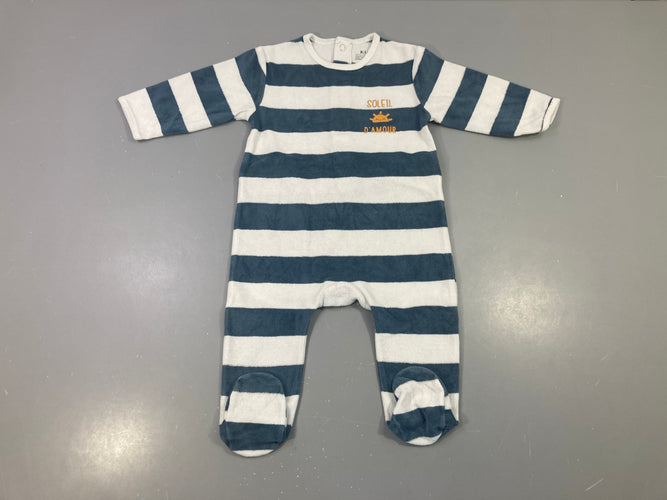 Pyjama rayé bleu marine écru soleil d'amour, moins cher chez Petit Kiwi