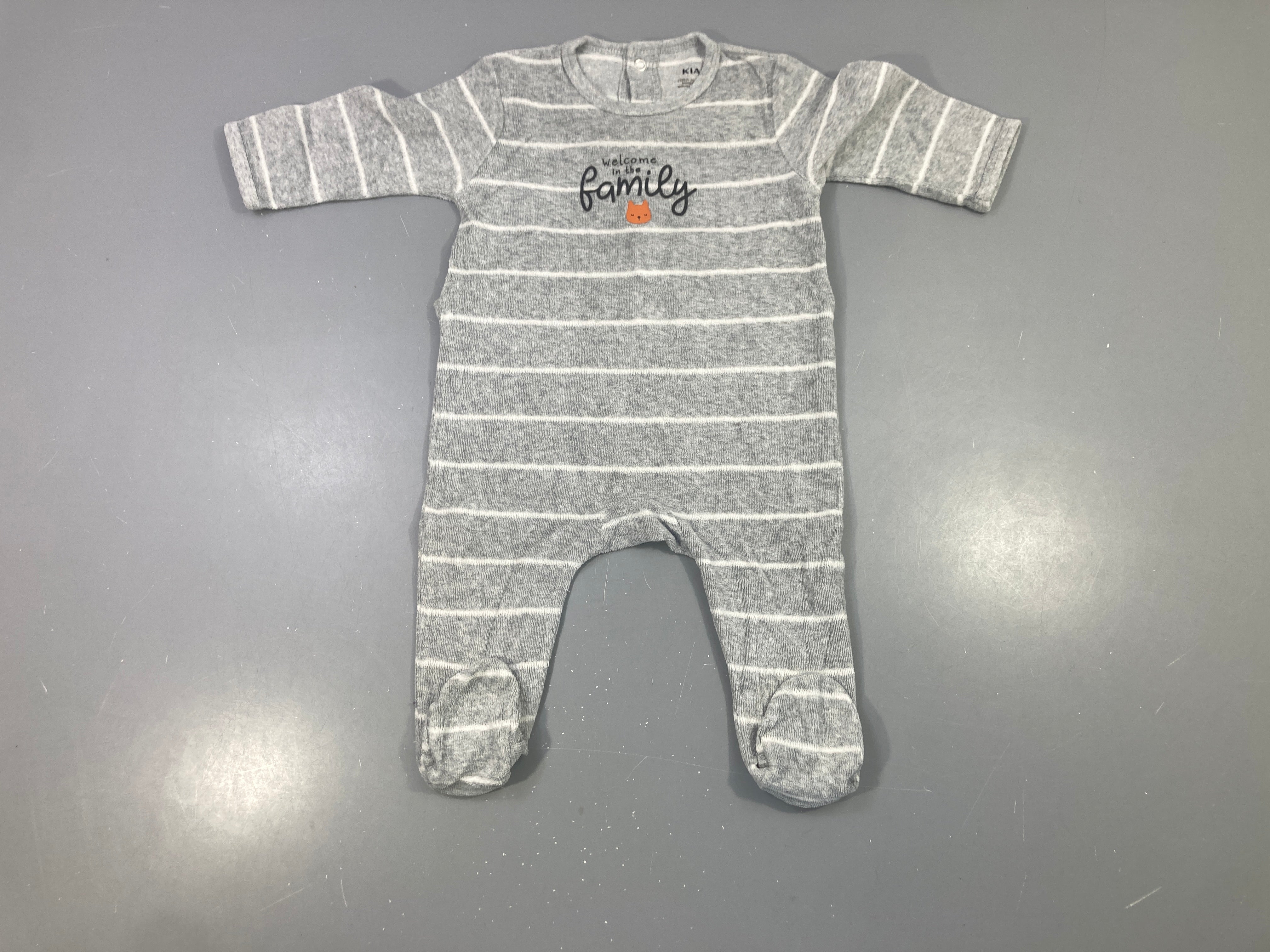 Pyjama rayé gris blanc welcome family renard