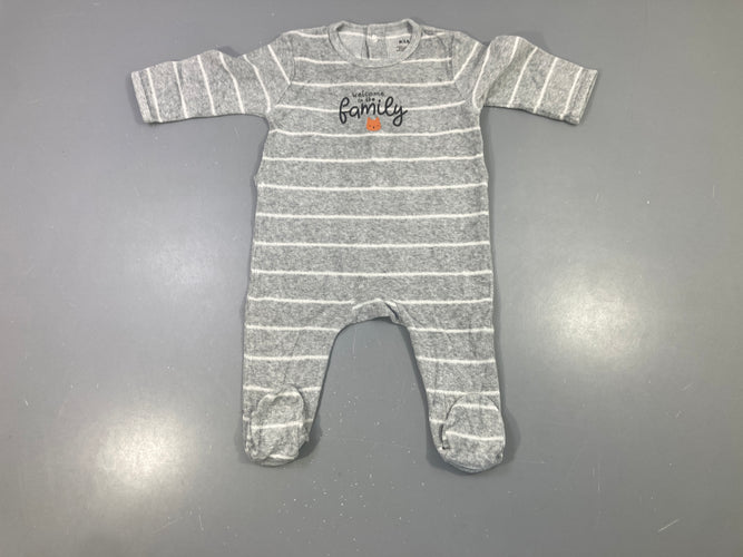 Pyjama rayé gris blanc welcome family renard, moins cher chez Petit Kiwi
