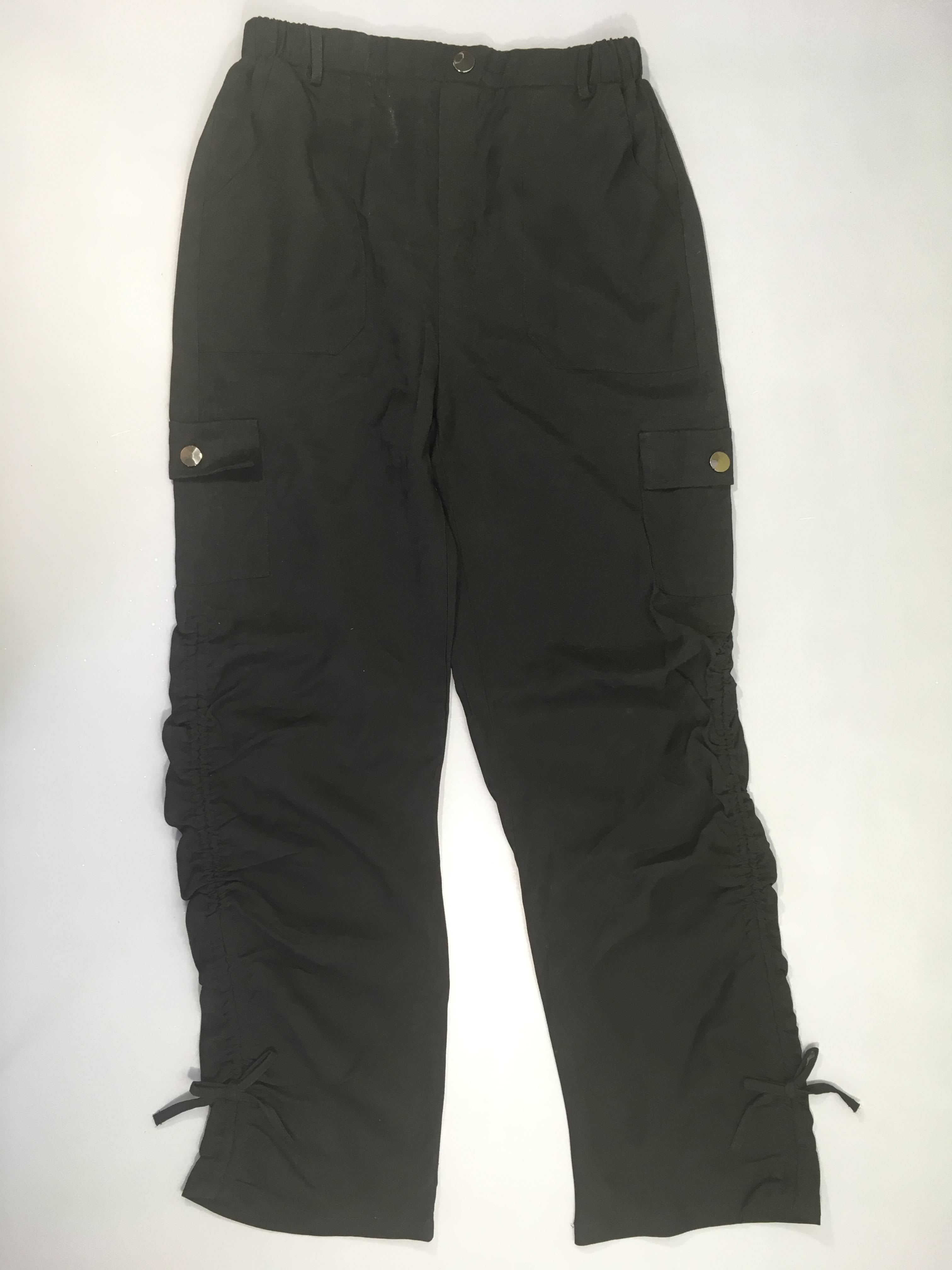 Pantalon fluide noir froncé cotés