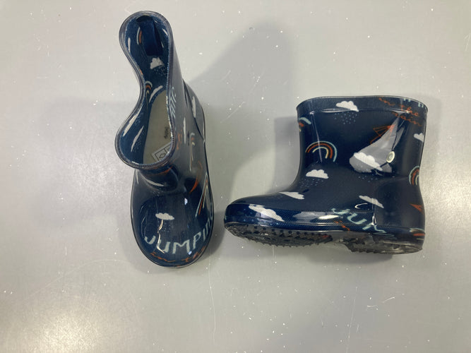 Bottes de pluie bleu marine imprimé nuages arc-en-ciel, moins cher chez Petit Kiwi