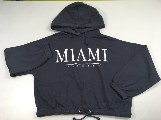 Sweat à capuche bleu foncé Miami-Bouloché, moins cher chez Petit Kiwi