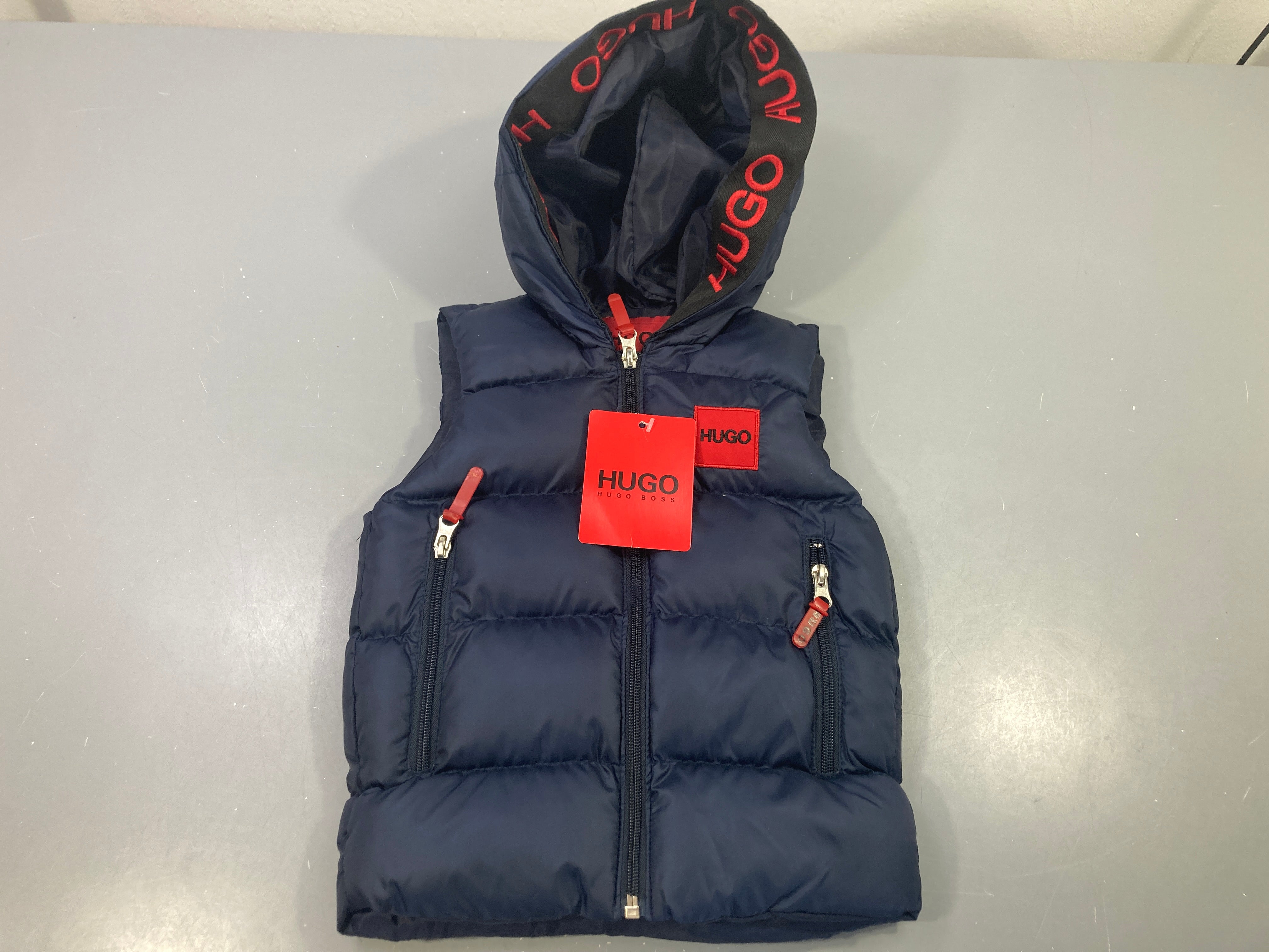 Neuf-Bodywarmer zippé capuche bleu marine