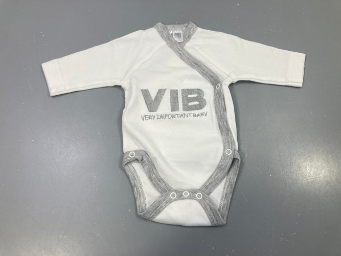 Body m.l blanc VIB liseré gris, moins cher chez Petit Kiwi