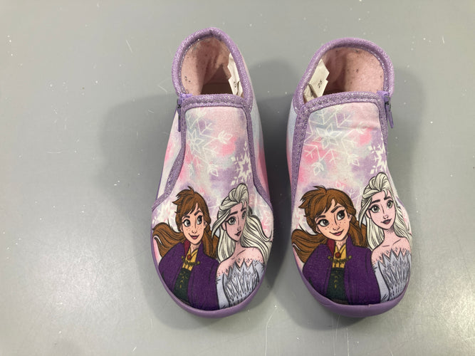 Pantoufles zippées mauve Frozen Elsa Anna, moins cher chez Petit Kiwi
