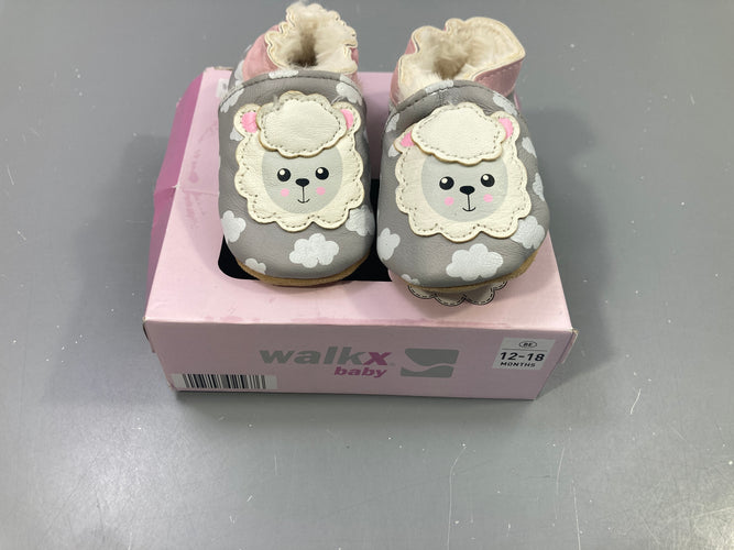 Chaussons cuir rose mouton nuages fourrure Walkx Baby, moins cher chez Petit Kiwi