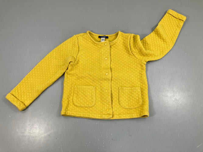 Sweat texturé jaune à pression, moins cher chez Petit Kiwi