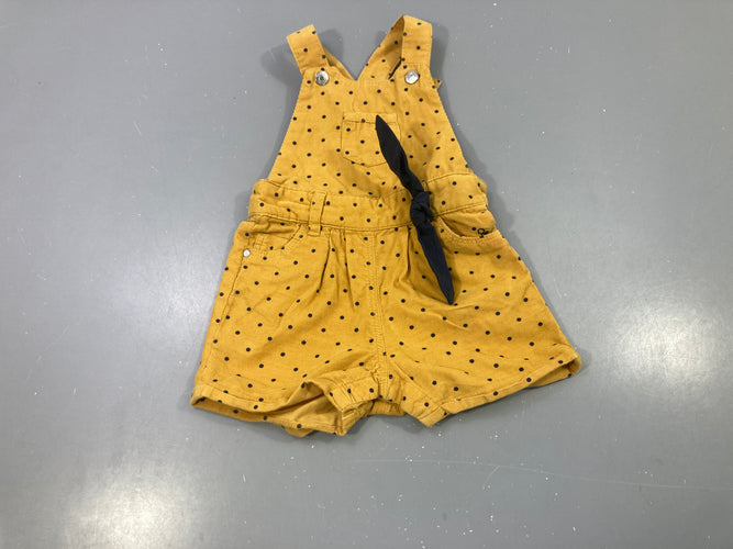 Salopette short velours côtelé jaune moutarde pois, moins cher chez Petit Kiwi