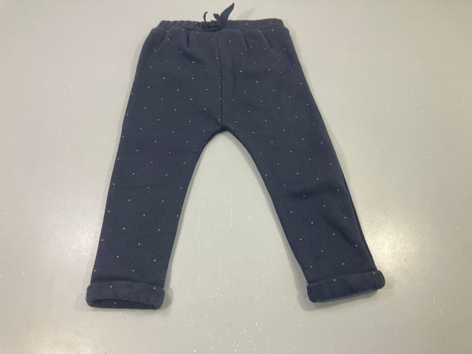 Pantalon molleton à revers bleu marine pois dorés, moins cher chez Petit Kiwi