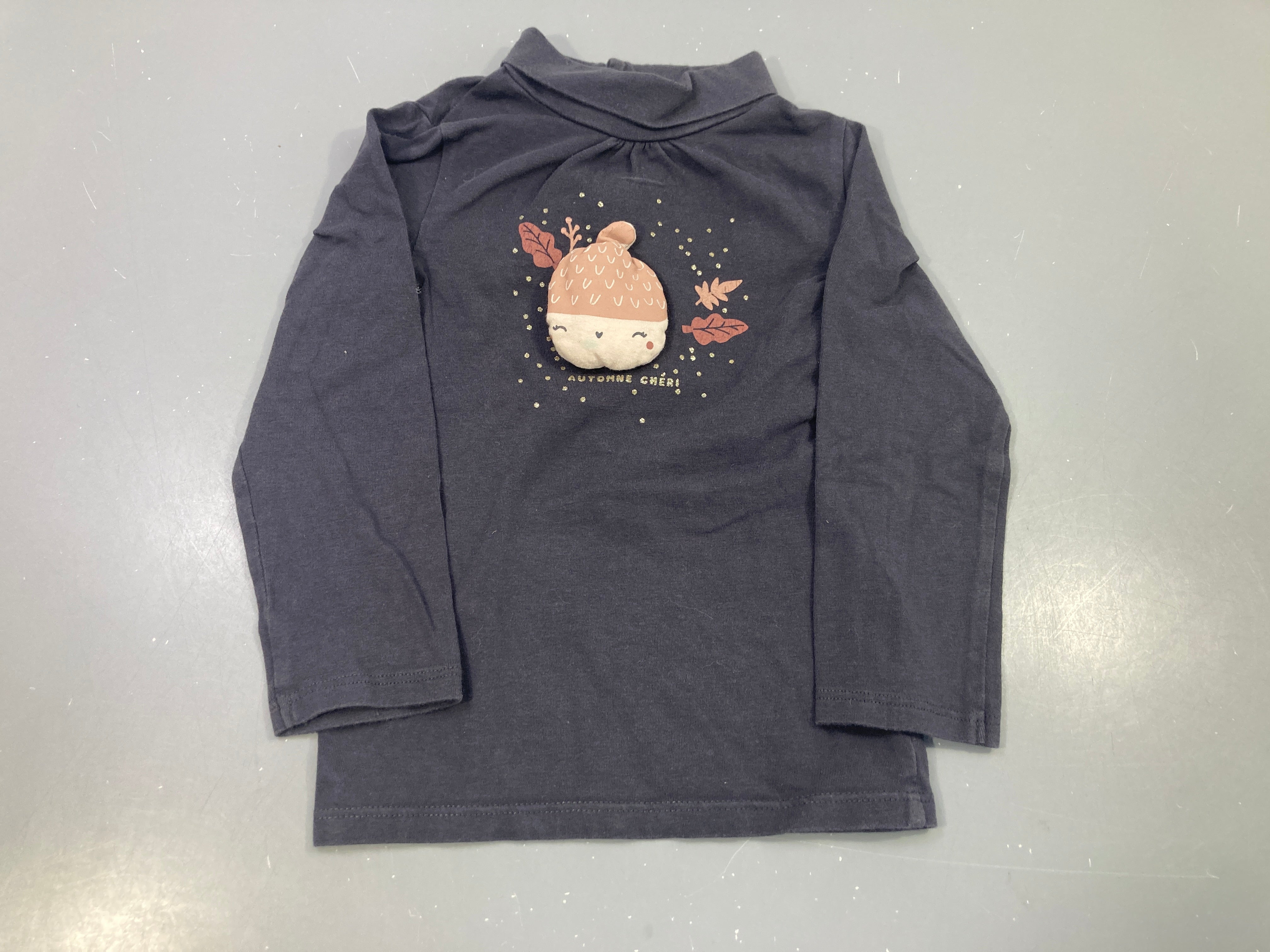 T-shirt m.l col roulé bleu marron glacé