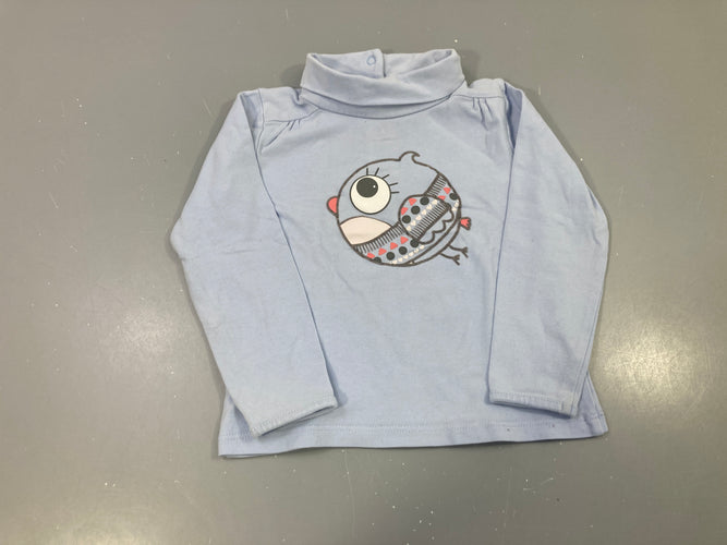T-shirt m.l col roulé bleu ciel oiseau, moins cher chez Petit Kiwi