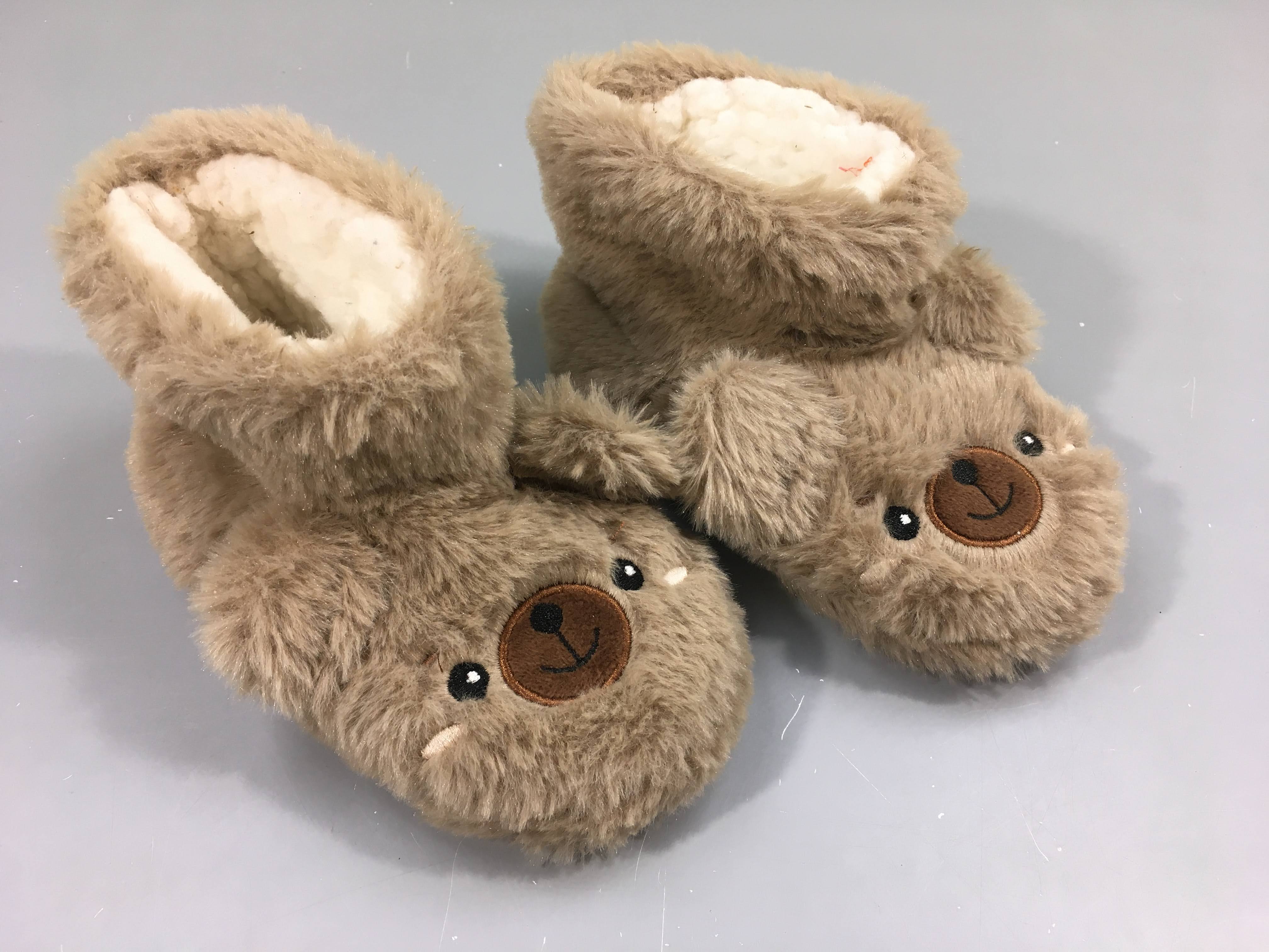 Pantoufles ours velours bruns, 24-25