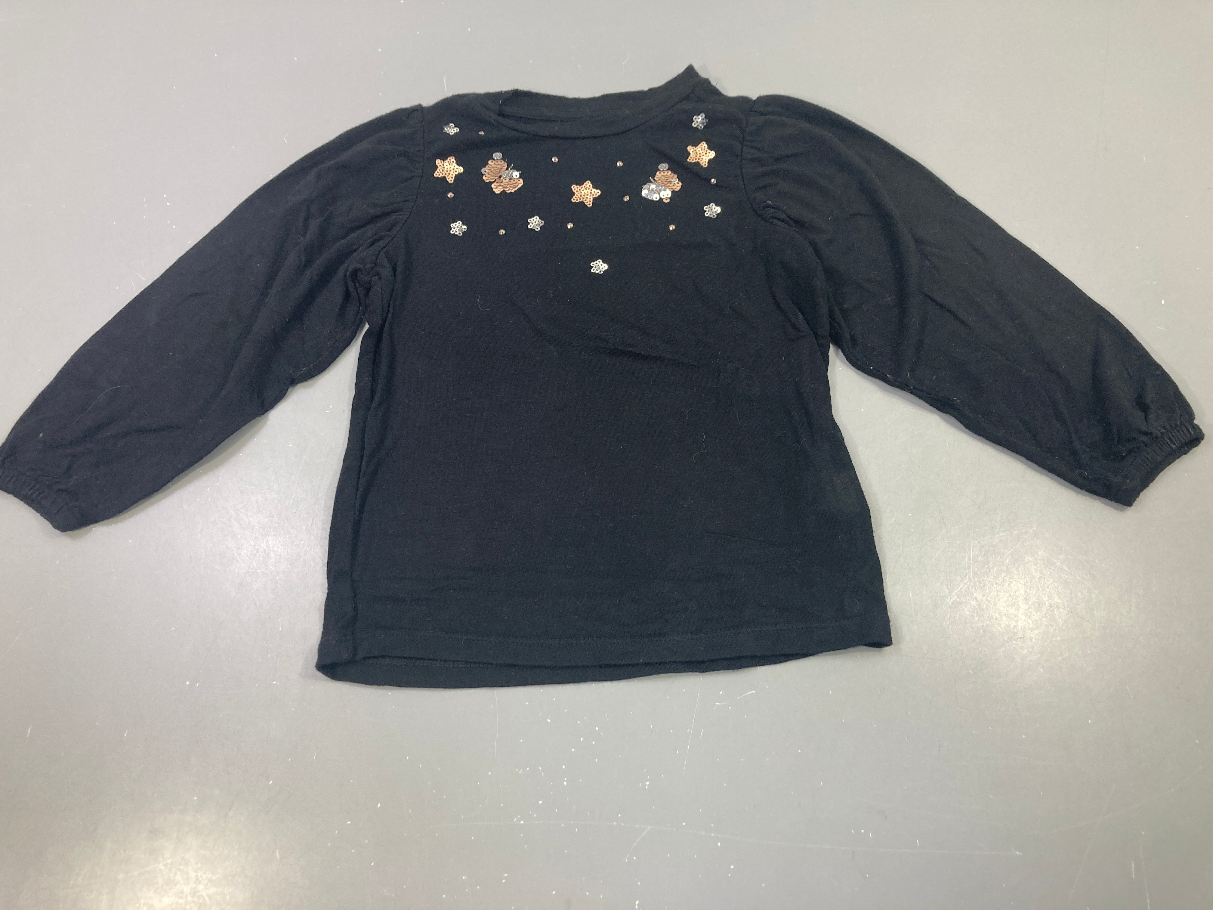 T-shirt m.l noir étoiles sequins