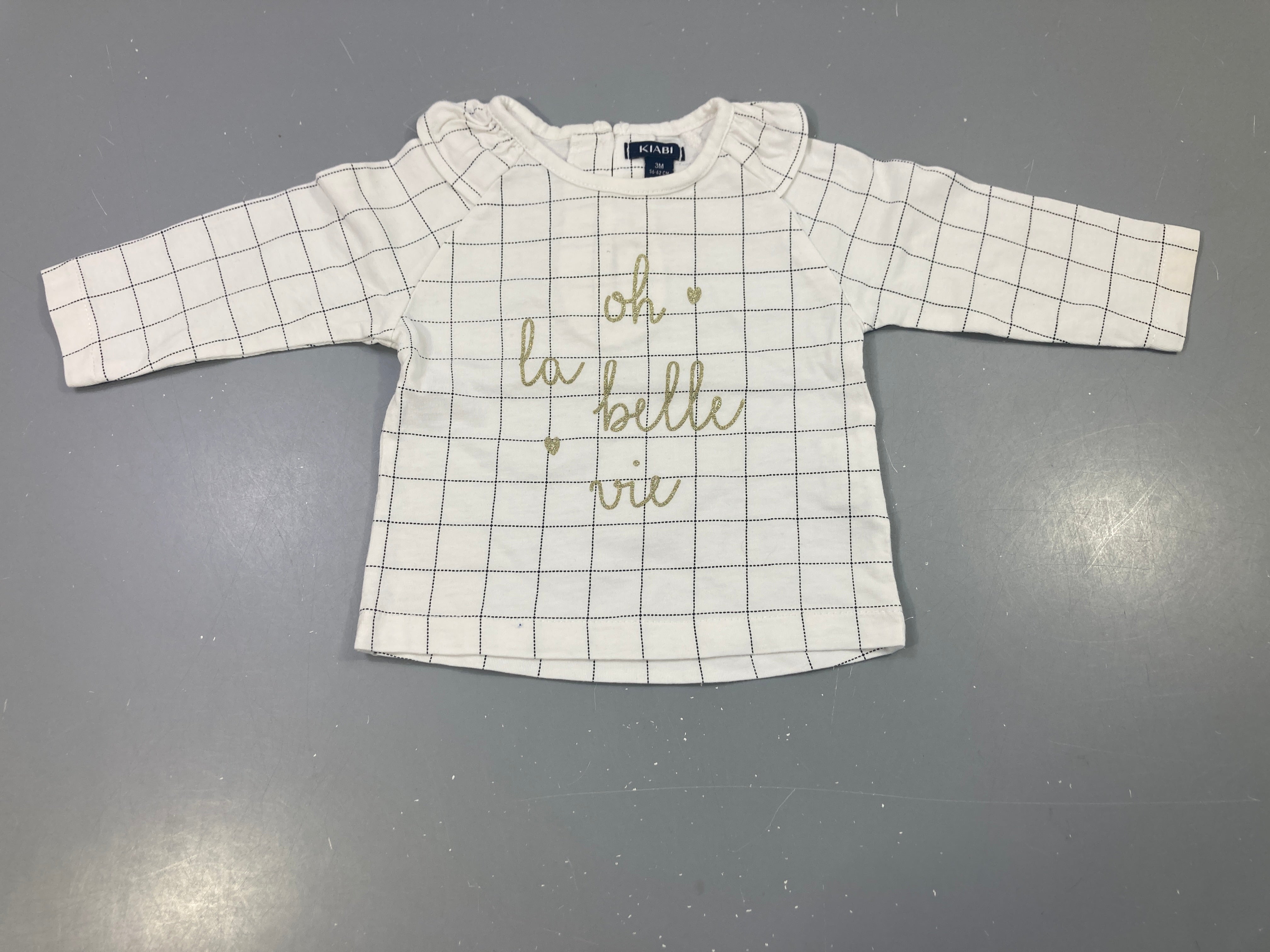 T-shirt m.l écru carreaux oh la belle vie