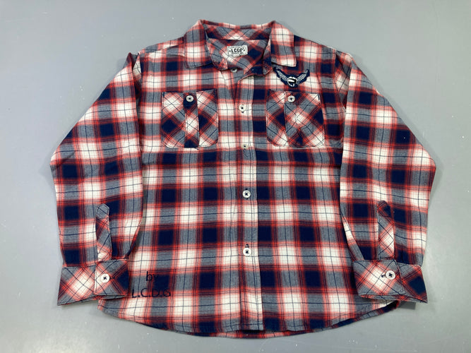 Chemise m.l carreaux rouge marine, LCDP, moins cher chez Petit Kiwi