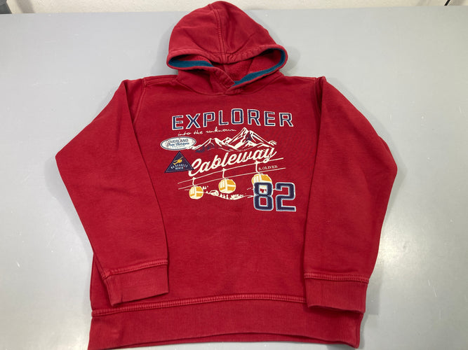 Sweat capuche rouge explorer cableway, moins cher chez Petit Kiwi
