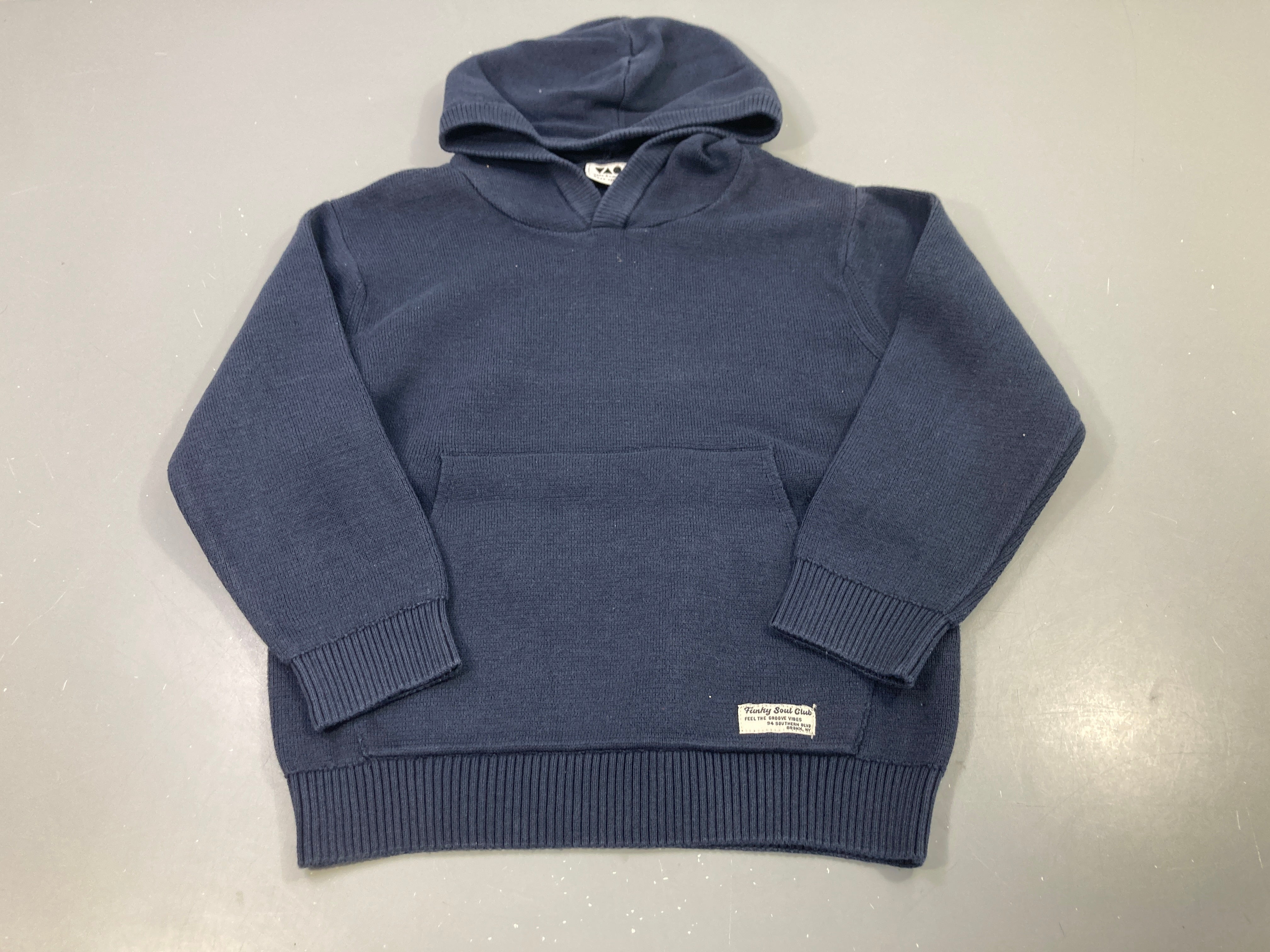 Sweat capuche bleu marine tricot poche kangourou, Funky Soul Club
