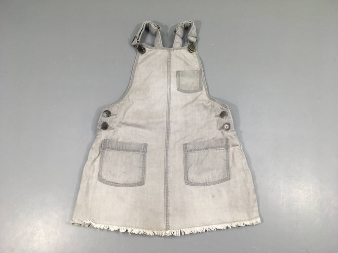 Robe salopette jeans grise bas effiloché, moins cher chez Petit Kiwi