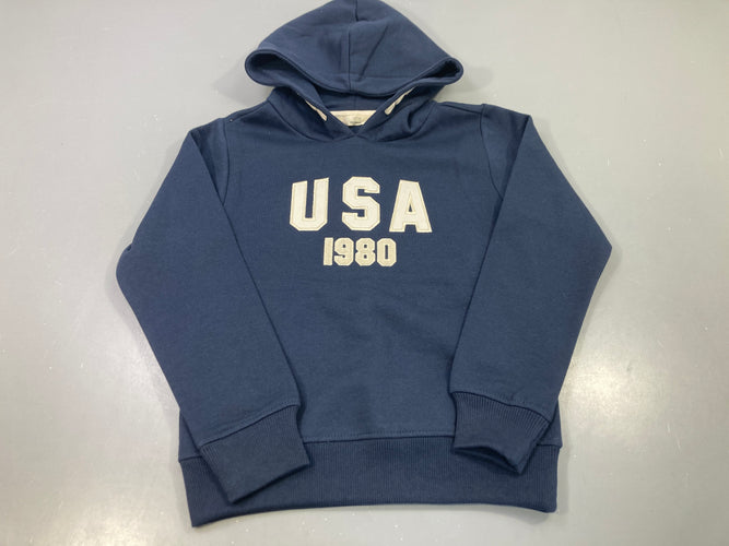 Sweat capuche bleu marine imprimé USA 1980, moins cher chez Petit Kiwi