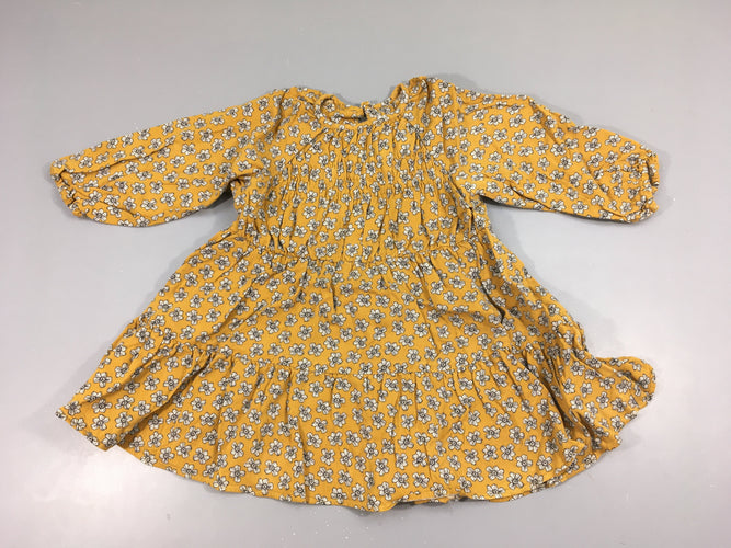 Robe m.l ocre fleurie, moins cher chez Petit Kiwi