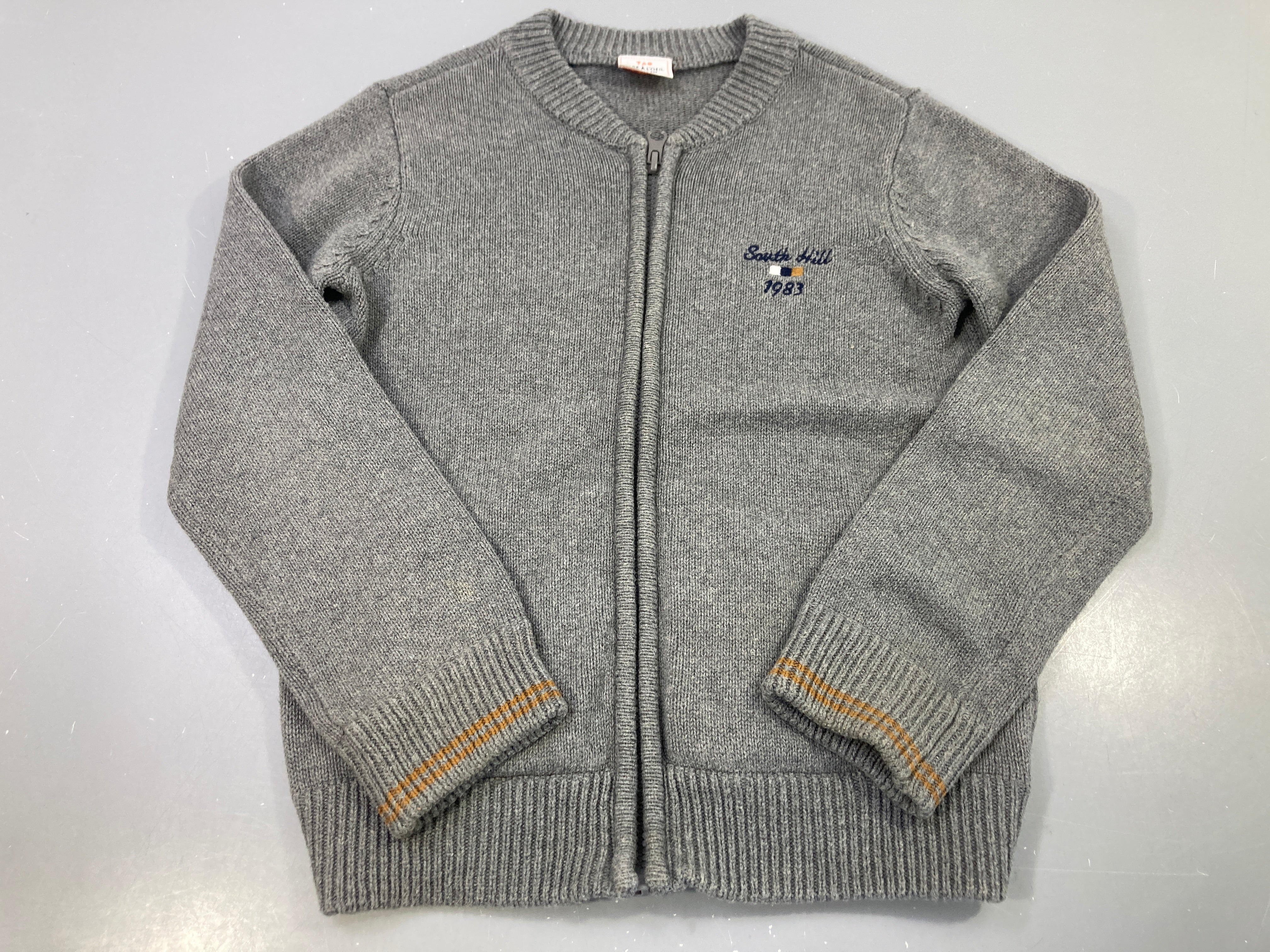 Gilet zippé gris chiné brodé South Hill 1983