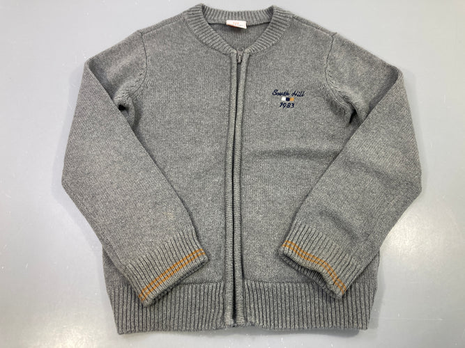 Gilet zippé gris chiné brodé South Hill 1983, moins cher chez Petit Kiwi
