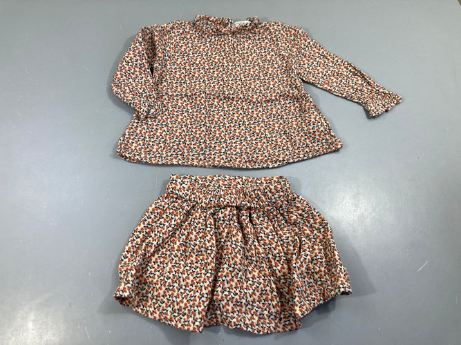 Blouse ml + jupe blanche cerises, moins cher chez Petit Kiwi