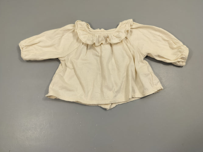 Blouse m.l beige texturé  , col dentelle, moins cher chez Petit Kiwi