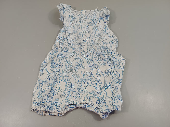 Combishort blanche motifs cerises bleues, moins cher chez Petit Kiwi