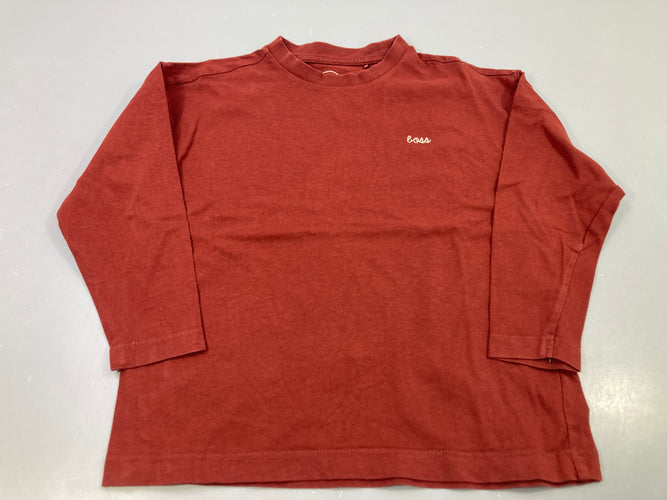 T-shirt m.l brique uni, logo boss, moins cher chez Petit Kiwi