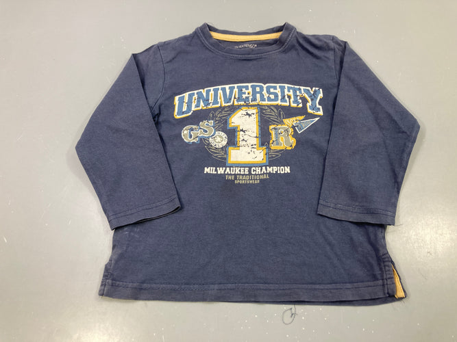 T-shirt m.l bleu marine imprimé University Milwaukee, moins cher chez Petit Kiwi