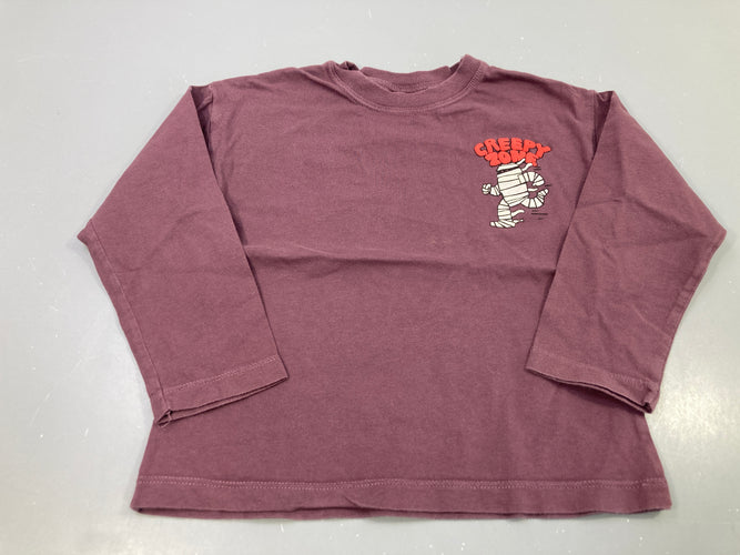 T-shirt m.l prune imprimé momie Creepy Zone, moins cher chez Petit Kiwi