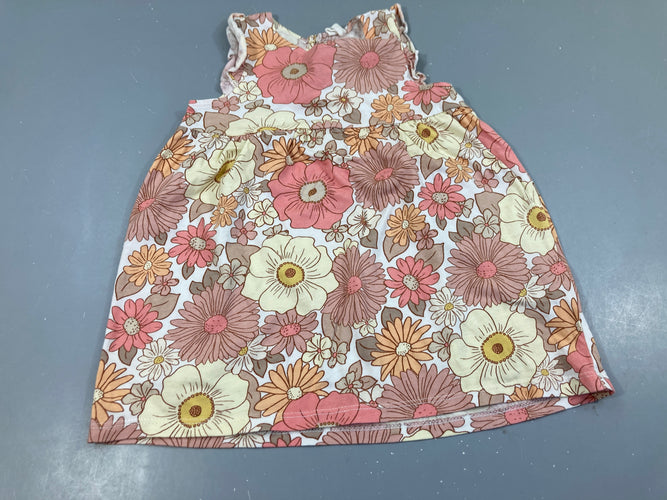 Robe s.m jersey blanc fleurs, moins cher chez Petit Kiwi