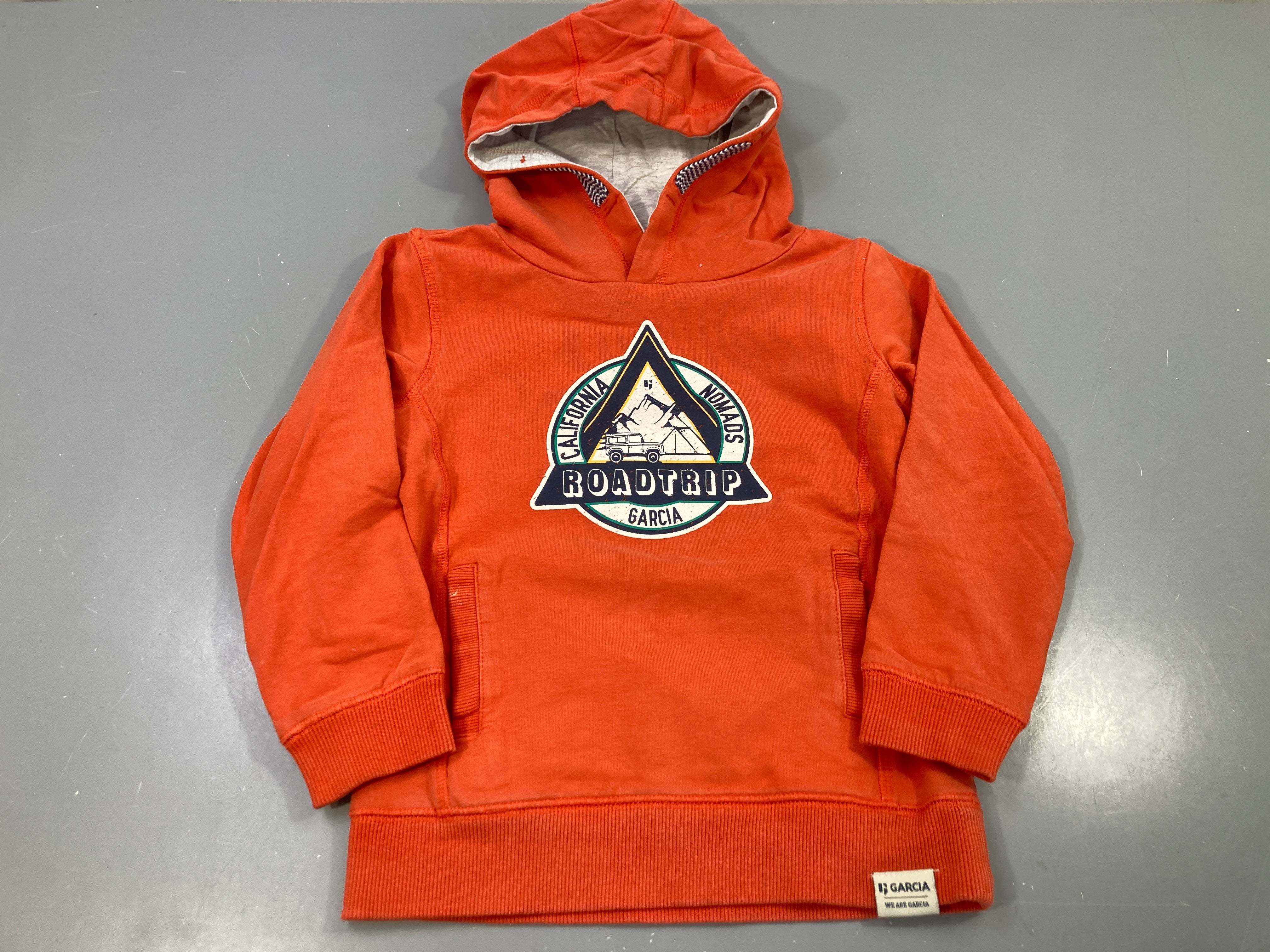 Sweat capuche orange imprimé Roadtrip California Nomads