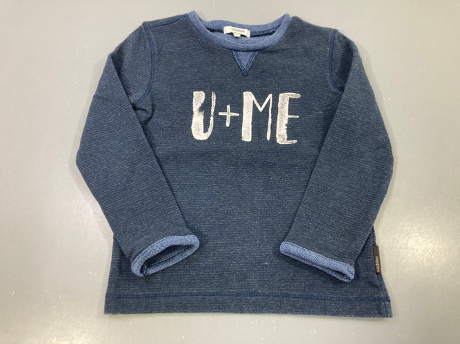 Sweat bleu marine chiné imprimé U+Me, moins cher chez Petit Kiwi